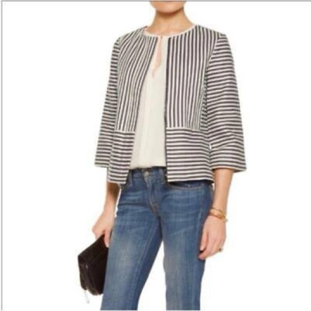 Tory Burch Black and Cream Striped Jacket